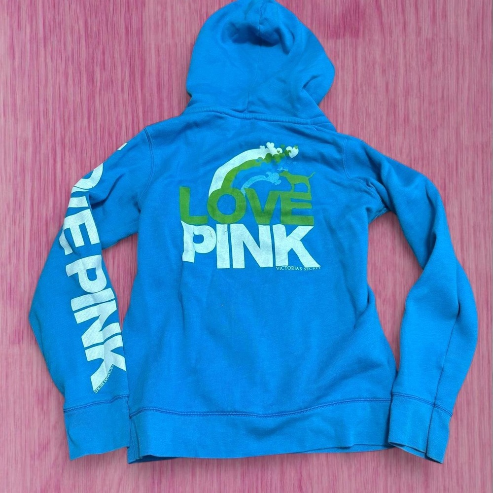 2006 victoria's secret PINK vintage blue graphic hoodie